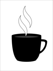 black coffee mug with steam