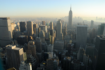 Aerial view over Midtown of Manhattan, New York City