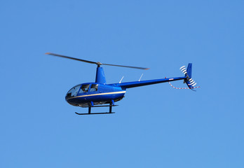 Blue helicopter - obrazy, fototapety, plakaty