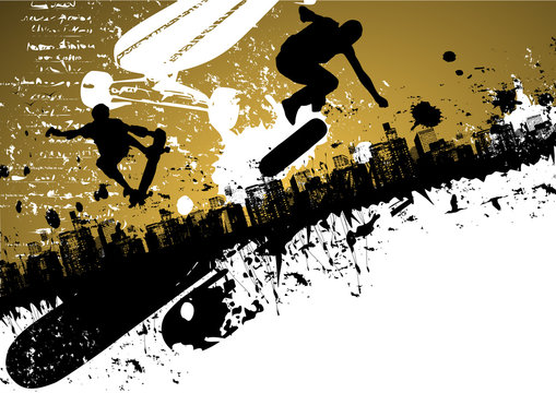 Skateboard abstract city background