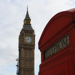 Obraz premium Telephone box and Big Ben