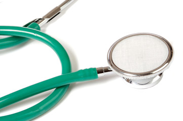 Green stethoscope isolated