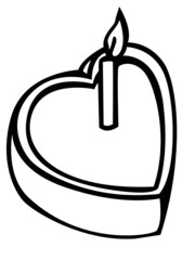 heart shaped cake with a candle