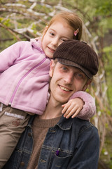 Fototapeta premium happy father and little daughter