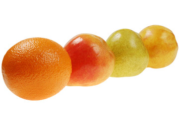 colorful pears and  orange