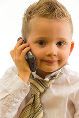 Child talking via cellphone