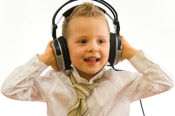 Child listening music