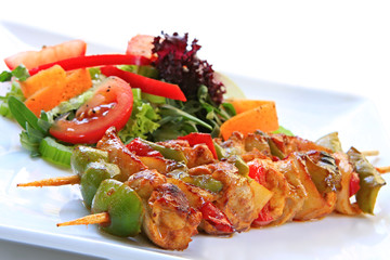 Chicken Kebabs and Salad