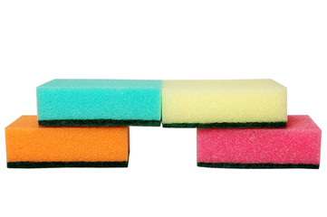 four multicolor sponges
