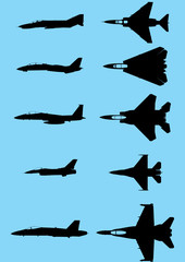 The vector silhouettes of the modern US fighters