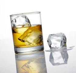 whisky and ice cube