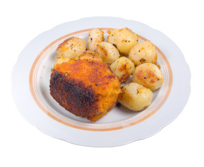 Roasted fish  and potatoes