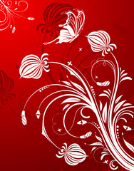 Abstract flower pattern with butterfly, design, vector