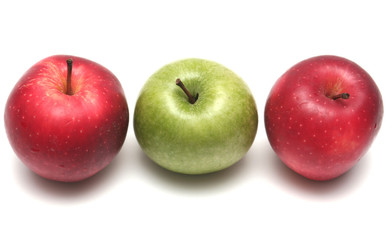Three tasty apples on a white background