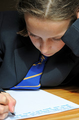 girl doing school work