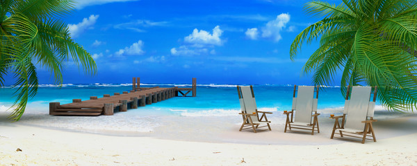Obraz na płótnie Canvas caraibean beach ponton 02