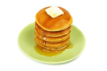 Pancakes with syrup and butter
