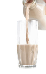 pouring chocolate milk