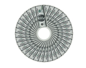 The isolated image of paper banknotes of US dollars