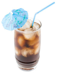 Cold fizzy cola with ice