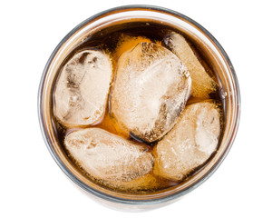 Cold fizzy cola with ice