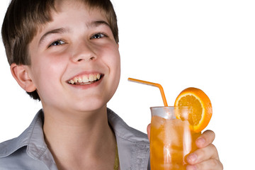 The boy with a glass of orange juice © Dmitriy Melnikov