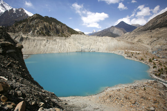 blue mountain lake, manang, annapurna, nepal