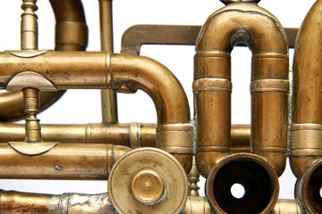 Old trumpet tubes close-up