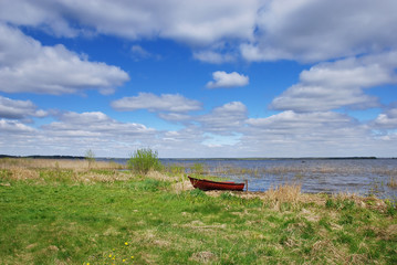 Spring landscape by the lake