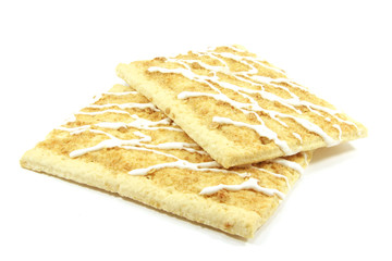 Two Toaster Pastries with Icing on White Background