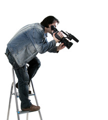 isolated working cameraman