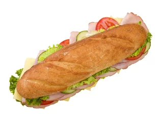 Selbstklebende Fototapeten U-Boot-Sandwich mit Schinken und Käse © Studiotouch