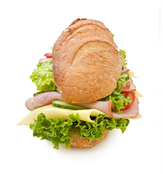Extra large 12" ham & swis submarine sandwich