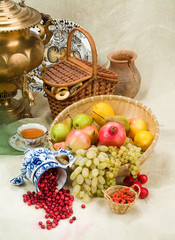 Still life with samovar and fruits