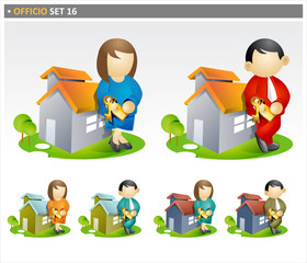 Real Estate Agents with house key  - offico icon set