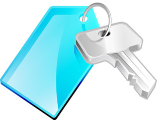 Tekno icon of a silver key on a key chain.