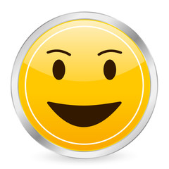 laughing face yellow circle icon