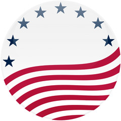 Waving American Flag on White with Stars - 7540762