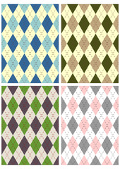 Four different traditional scottish patterns over white