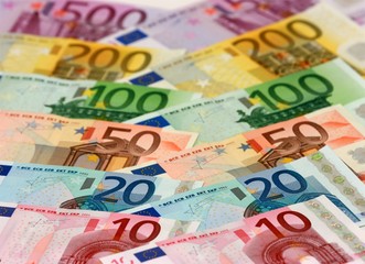 Colorful euro banknotes