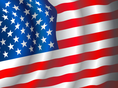 Vector American flag waving in the wind