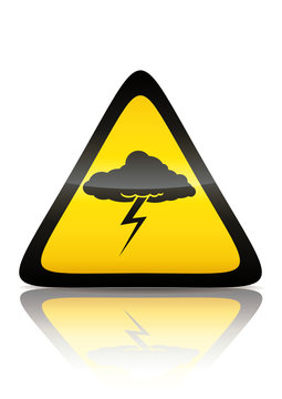 Symbole de danger orage (reflet métal) 
