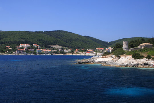 The harbour at Fiskardo on the greek island of Kefalonia