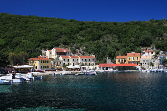 The harbour at Fiskardo on the greek island of Kefalonia
