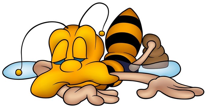 Wasp 15 - detailed  illustration, sleeping little bee