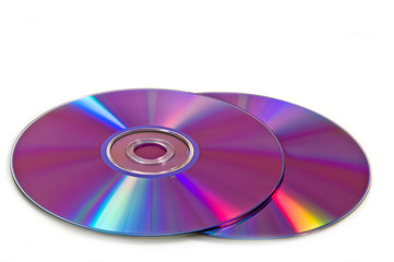 dvd disks on white