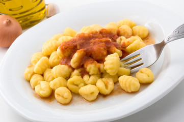 italian gnocchi with tomato sauce.