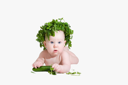 Child and vegetables