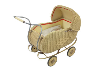 Antiker Korb-Kinderwagen