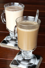Closeup of coffee and tea